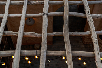 Arabic Architecture - a wooden rooftop square shaped structure in Al Seef Khor Dubai