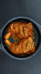 Chicken pieces marinated in curd, spice and herb mixture and oven-fried. Where juicy slow-roasted. So that I get the fragrance of tandoori chicken