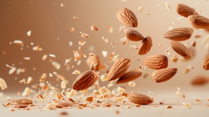 Almond falls down from above in the advertisement image.