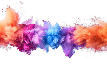 Multicolor powder explosion on black background.