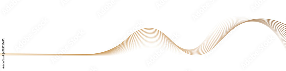 Aufkleber Abstract wavy lines (Guilloche texture) flowing smooth curve gold gradient color on transparent background. Vector horizontal template for business banner, technology, luxury voucher, invitation