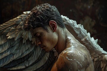 Close up of a person with wings, suitable for fantasy themes