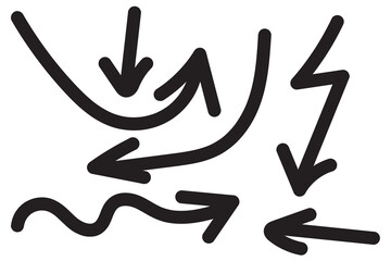 Collection hand drawn arrows. Set simple arrows isolated on white background. Arrow mark icons. Arrow paint - stock vector.