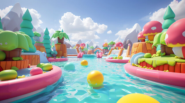 Develop a game interface with inflatable effect elements that react to user interactions.