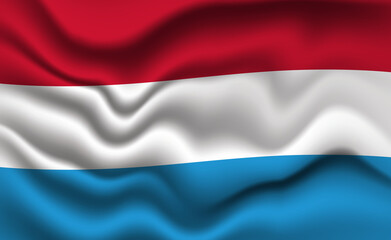 Waving Luxembourg Flag 3D Illustration. The National Flag of Luxembourg.