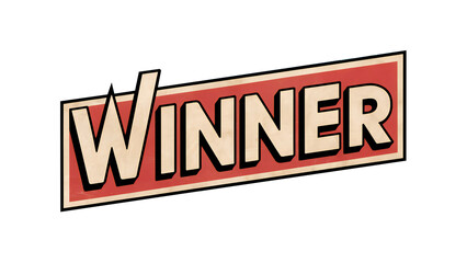 Retro "winner" text on a transparent background.