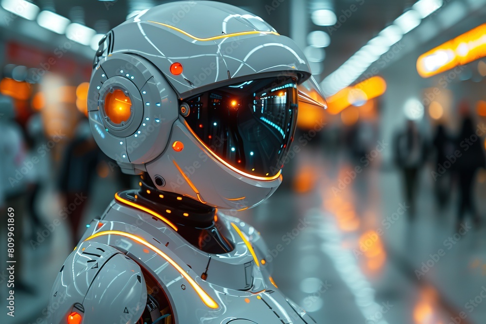 Poster robot futuristic technology machine cyborg future science artificial blue android intelligence conce