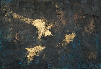 Abstract multicolor painting wtih grunge texture on canvas. Artwork mix brush stroke, splash color and oil, acrylic paint element. Modern contemporary art  for wallpaper background