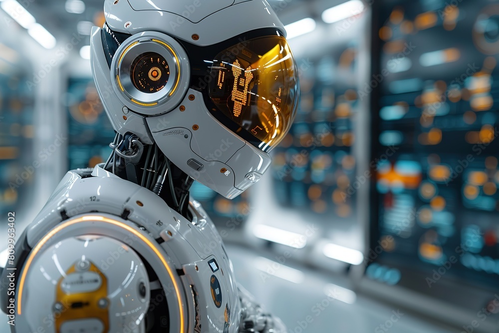 Poster robot technology digital machine cyborg futuristic artificial intelligence future science cybernetic