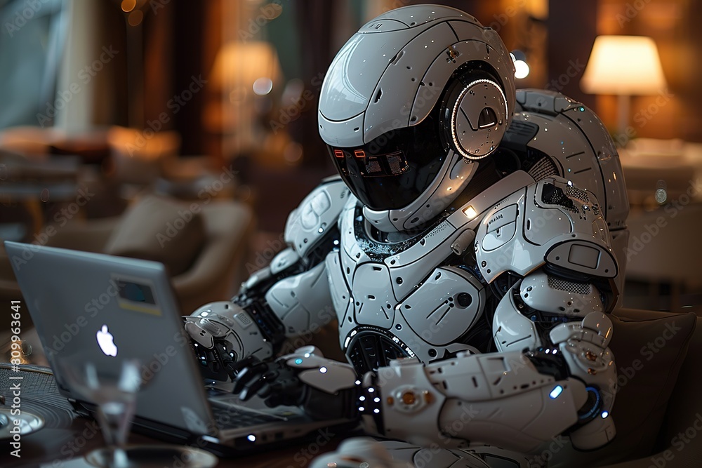 Poster technology robot science futuristic future space character cyborg machine person concept