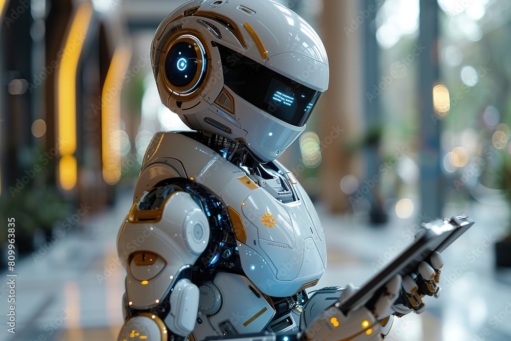 Poster robot with clipboard free space for text