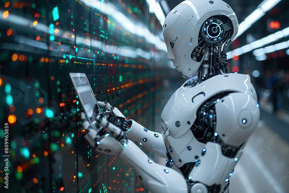 Poster robot technology futuristic ai digital artificial intelligence machine cyborg future computer