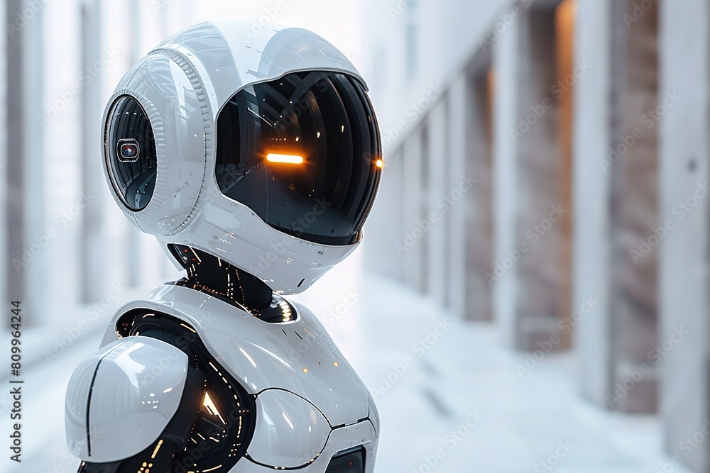 Poster robot technology futuristic cyborg future science artificial machine cyber design concept modern int