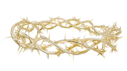 Golden Crown for Modern Faith: This 3D artwork reimagines the iconic golden Crown of Thorns for contemporary Christian publications, exploring themes of suffering and faith.