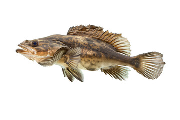 Naklejka premium Brown Rockfish Isolated on White Background Marine Species Close-Up