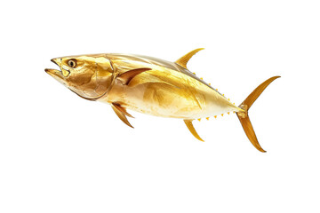 Golden Tuna Fish Isolated on White Background Vibrant Marine Species Close-Up