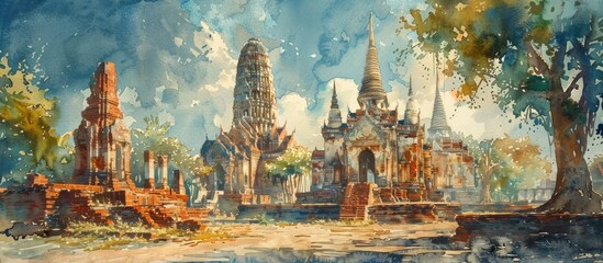 Magnificent Ayutthaya s Ancient Temples Illuminated in Watercolor Splendor