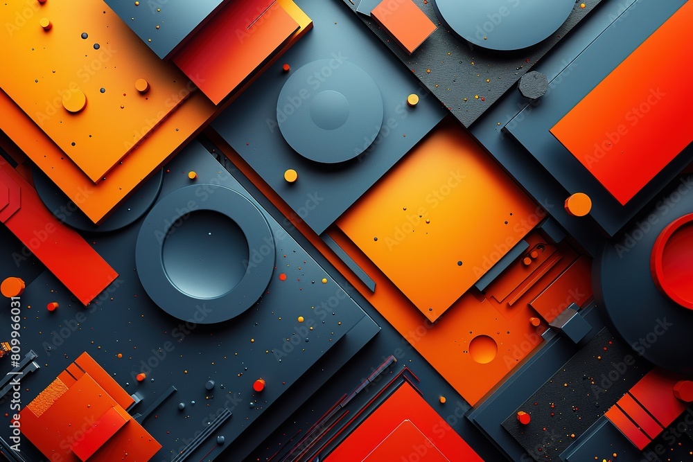 Poster abstract funky style geometric shape rendering free space for text
