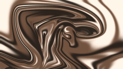 Liquify abstract pattern with gold and chocolate background. Digital background with liquifying flow.