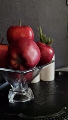 red apple on a plate