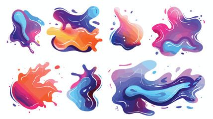 Textured abstract badges. Colorful liquid frames template