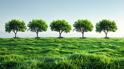 Fototapeta premium tree nature grass green sky summer meadow landscape field blue environment
