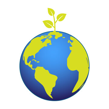 earth globe with green sprout clip art preview