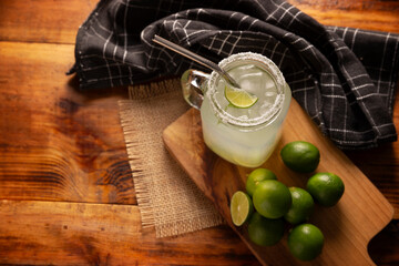Homemade lemonade with organic lemons and mint, a popular refreshing drink in many countries. in Mexico it is part of their traditional Aguas Frescas, where it is called Agua de Limon.