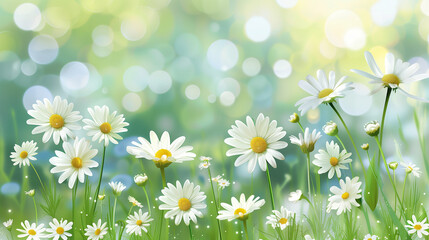 White Daisies Scattered in Grass