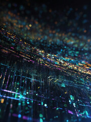 Digital transmission realm, Abstract futuristic background showcasing data transfer in cyberspace.