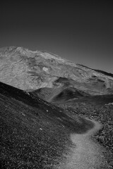 Volcanic landscape in black and white