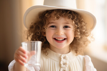 small child drinks water
