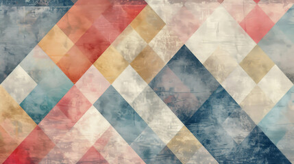 Create a simple pastel-hued geometric print with a distressed artistic touch using Generative AI technology.
