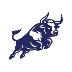 Aggressive bull. silhouette of a bull in a jump. vector illustration on white background