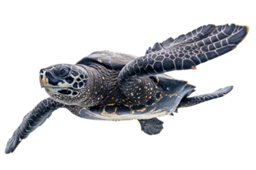 Majestic Sea Turtle Swimming in the Coral Reefs of the Pacific Ocean