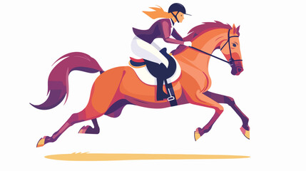 Vaulting horse riding tricks flat vector illustration