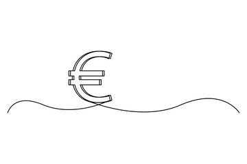 Minimalist Euro symbol vector. Continuous line drawing. Finance icon illustration. Currency concept Vector.