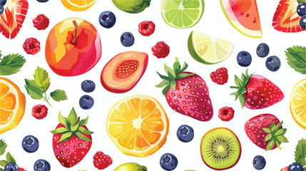 Vector colorful summer fruits and berries seamless pa