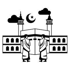 Direction of prayer for Muslims Vector Icon Design,  Eid al-Azha or Eid ul Kabir Symbol, Hajj Sign, Muslims religious Festival Stock illustration, pilgrims perform an arrival welcome tawaf Concept