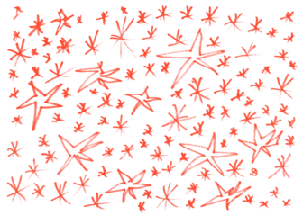 Set scribble star, pattern red marker isolated on white, texture