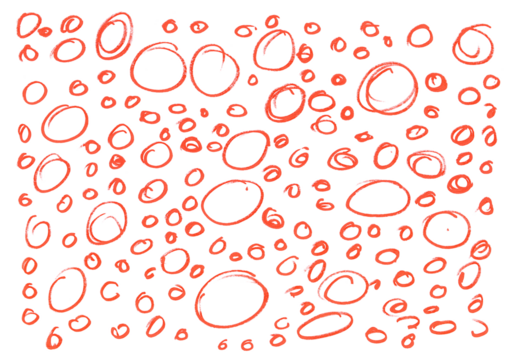 Pattern flakes, red marker isolated on white background