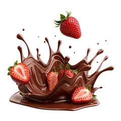 Strawberry Splashing into Chocolate illustration