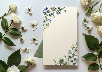 Wedding Invitation Card. Greeting Card. Empty Card with Flower Frame.