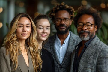 Fototapeta premium Diverse team of professionals with focus on confident front woman
