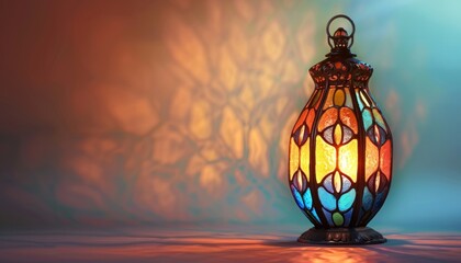 Traditional glowing glass stained lantern