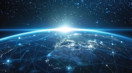 night earth global virtual internet world connection concept