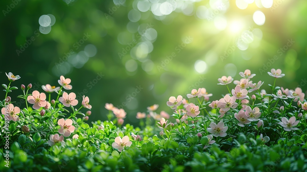 Poster beautiful blurred background image of spring nature copy space for text