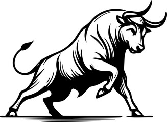 Chic vector design of a bull depicted in black on white