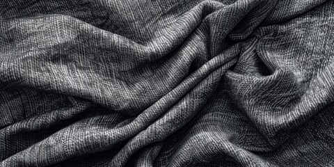 Close-up black and white photo of fabric. Great for backgrounds or textures