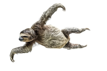 Fototapeta premium Three-Toed Sloth Isolated on White Background for Nature and Wildlife Enthusiasts